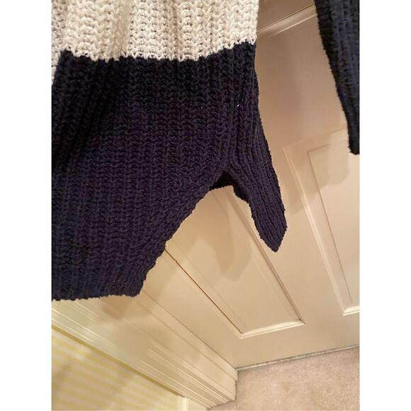 J.Crew Navy White Striped Chunky Sweater size small - Picture 4 of 5